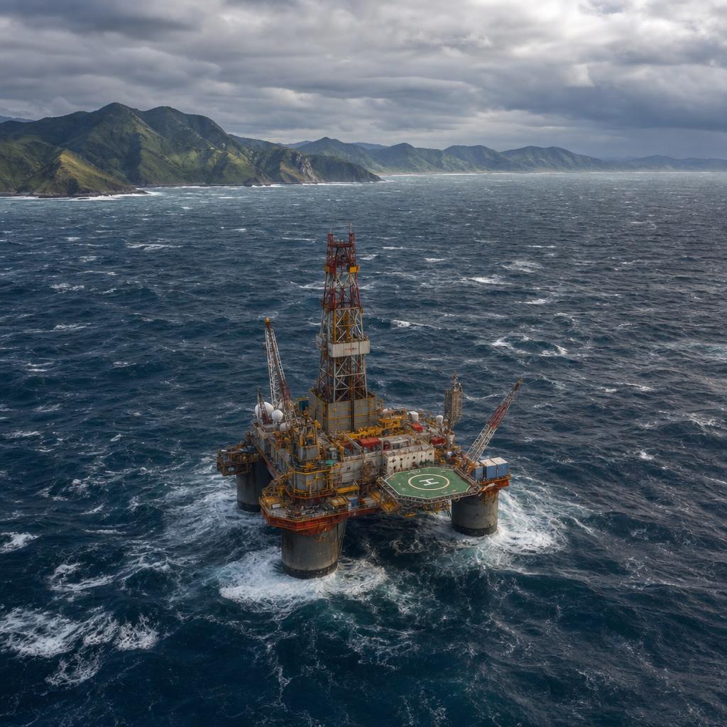 New Zealand offshore oil and gas exploration platform in the Tasman Sea